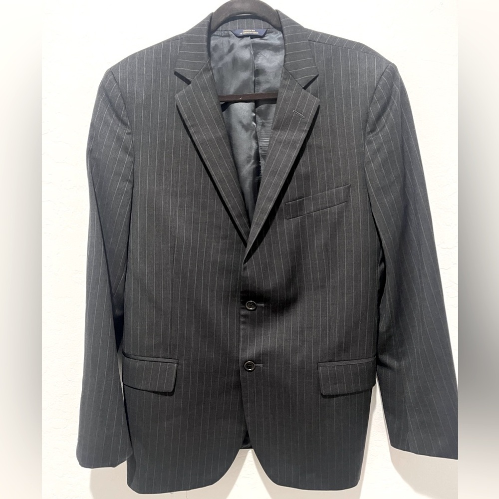 Brooks Brothers Estrato by Togna Pinstriped Charcoal Gray Suit- 42R/36W